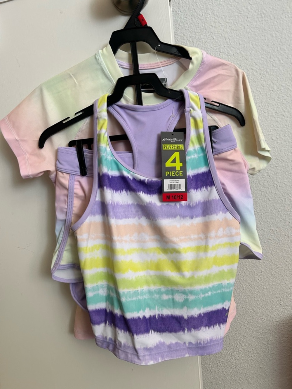 NWT Eddie Bauer Girl’s 4-Piece Reversible Swimwear Set size M 10/12